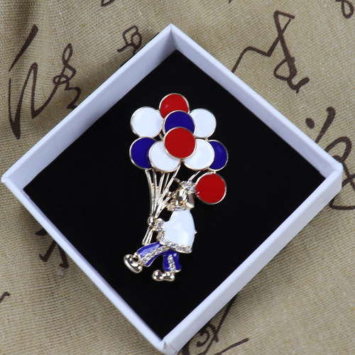 European retro circus series enamel oil dripping diamond funny confession balloon clown marked brooch