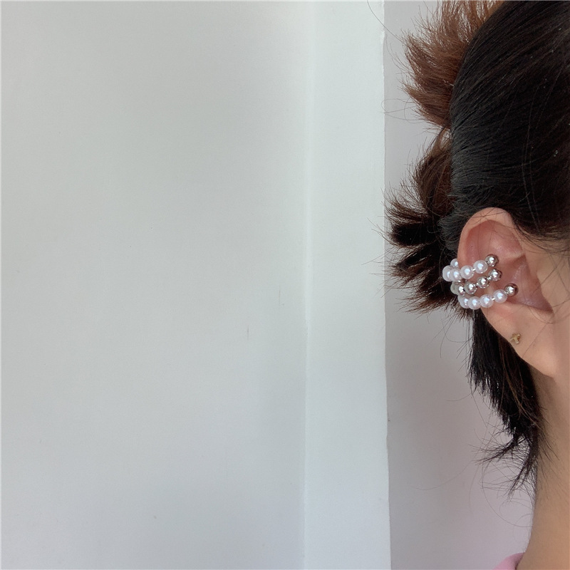 Three-layer Half-circle Metal Pearls   Ear Clips display picture 2