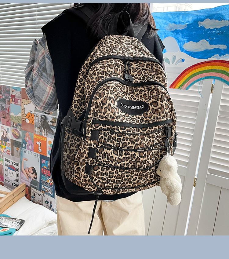 Retro Leopard Print Large-capacity Schoolbag display picture 15