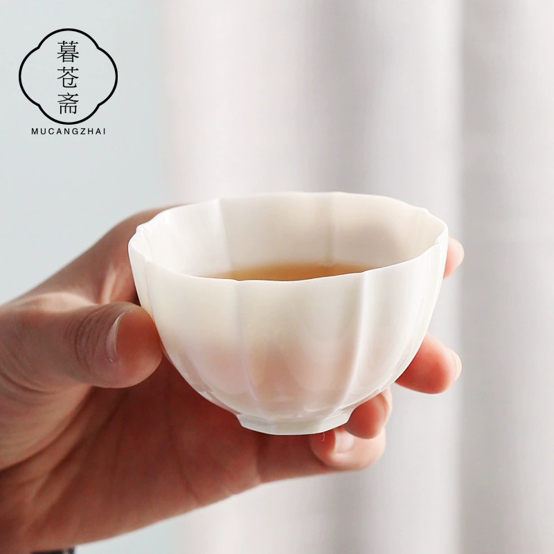 暮苍斋 Lard Oil Aries Lipmine Aoi Kwai Cup Flower -shaped Cup Kung Fu Tea Self -Master Cup Pin Cup Single Cup Large Cup