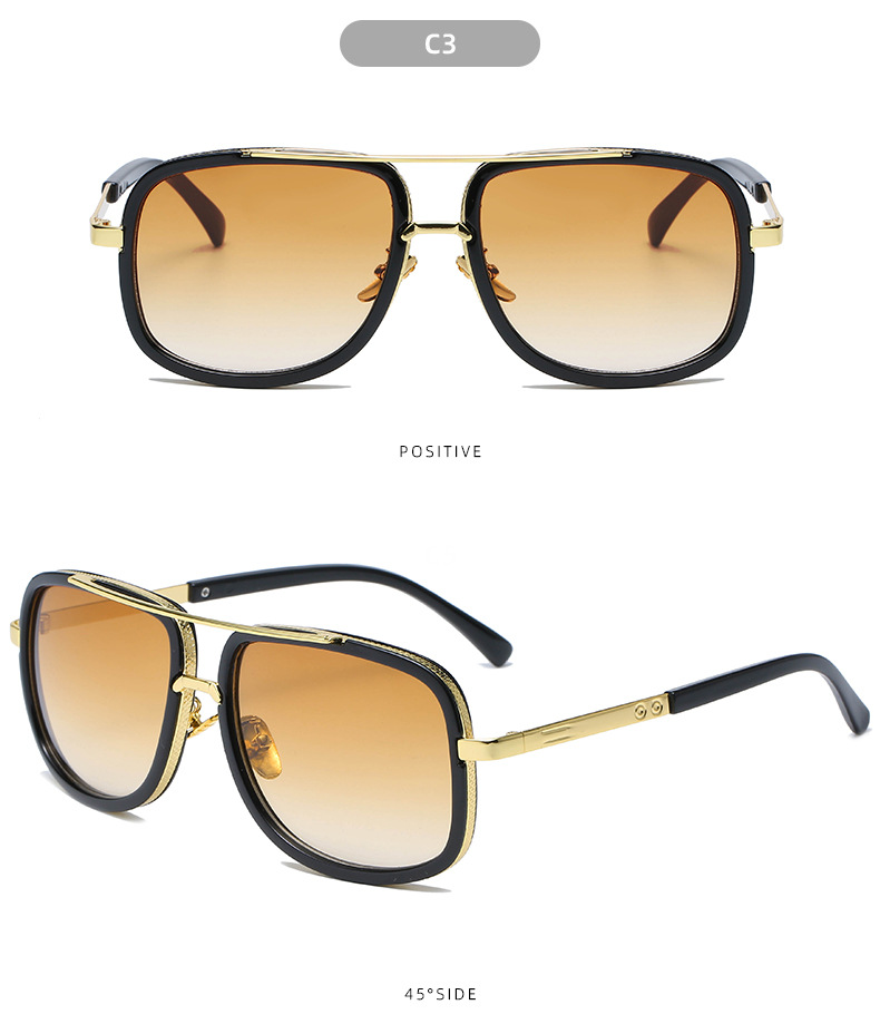 Large Frame Sunglasses For Men Double Beam Trendy Street Style_voghion.com