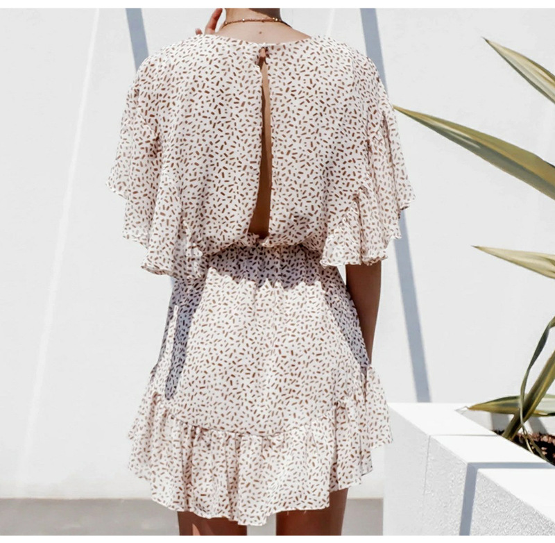 Deep V-Neck Loose Chiffon Ruffled Beach Dress NSJRM72219