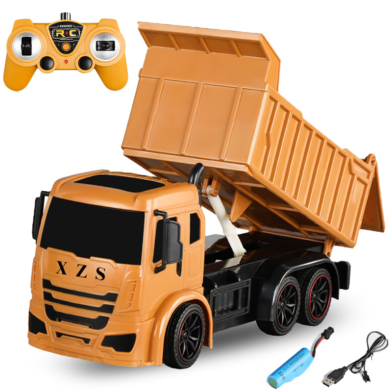 跨境充电遥控工程车自卸卡车翻斗泥土货柜运输装载车儿童玩具批发