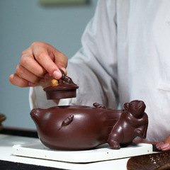 宜興名家原礦紫砂壺 全手工五子登科茶壺工藝師製作生肖老鼠茶具