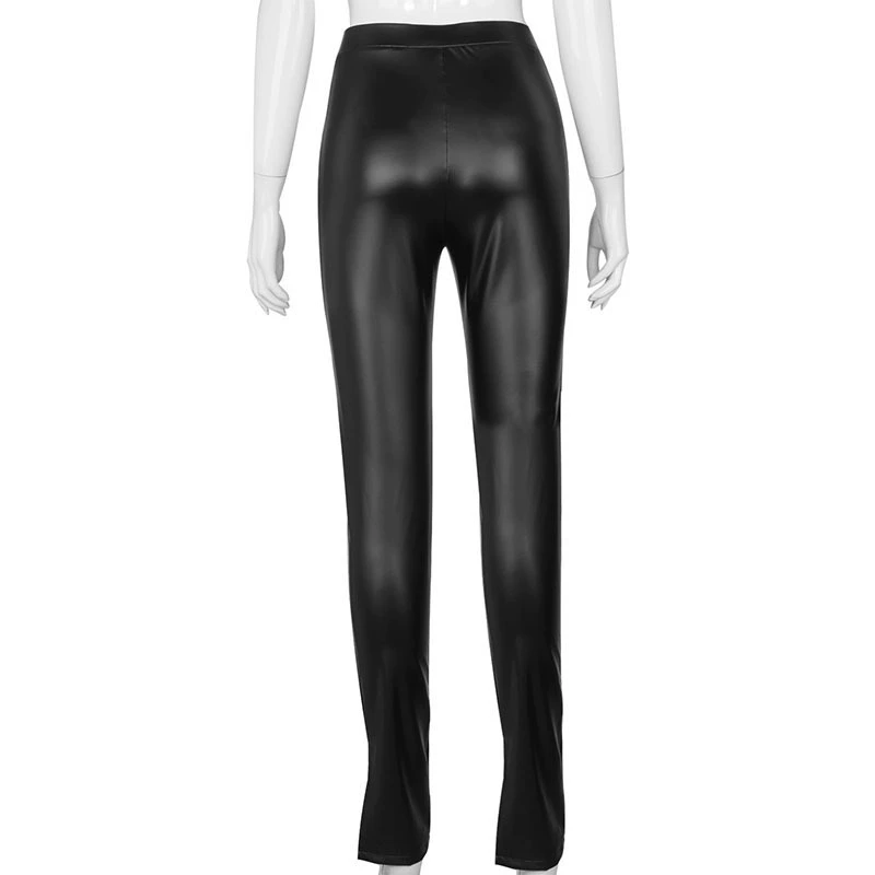 Women Faux Leather Pants Leggings Women Casual PU Warm Gothi Pants Female Split Trousers Slim Fit High Waist Pencil Pants baggy pants