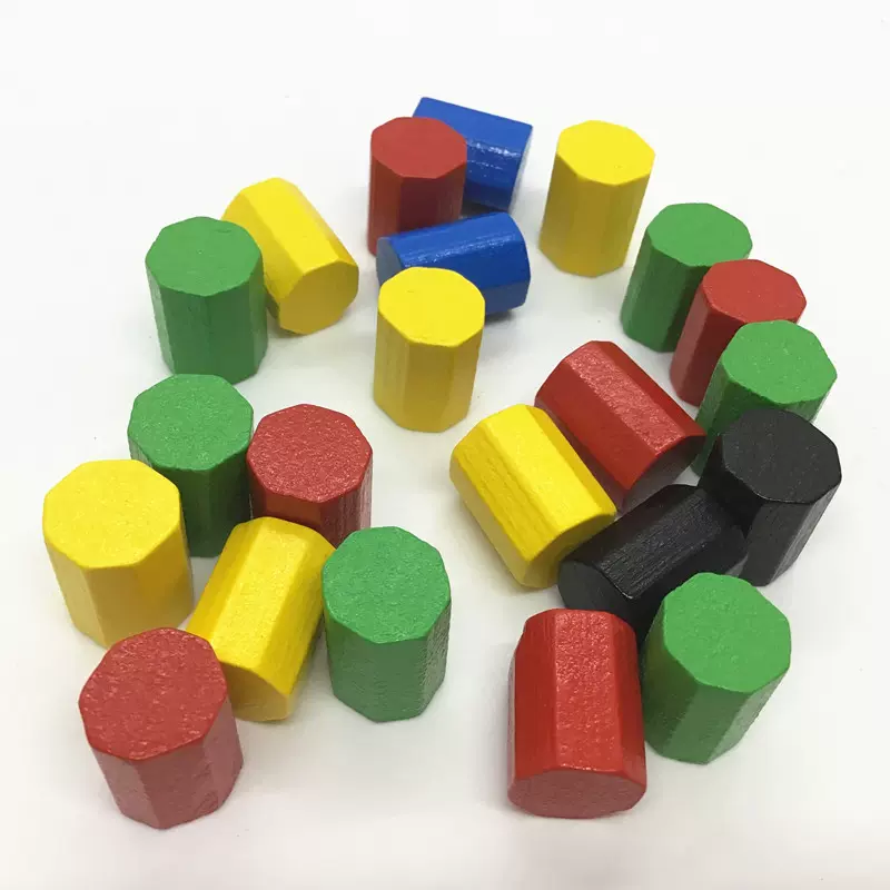 木质棋子八角形六角形棋子木制游戏棋子厂家直销