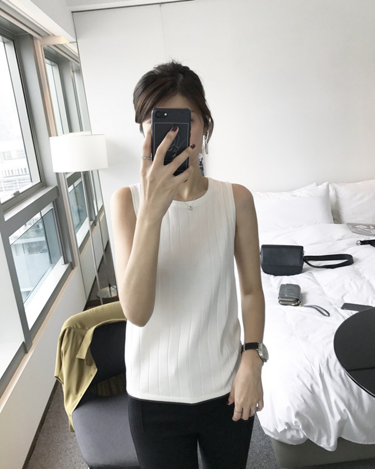 Sleeveless Knitted Outerwear Slim-Fit Short Student Camisole Inner Layer Base Shirt Summer Korean Style 2025 Tank Top Women Black Summer Sleeveless Knitted Outerwear Slim-Fit Short Student Camisole Inner Layer Base Shirt Summer Korean Style 2025 Tank Top Women Black Summer