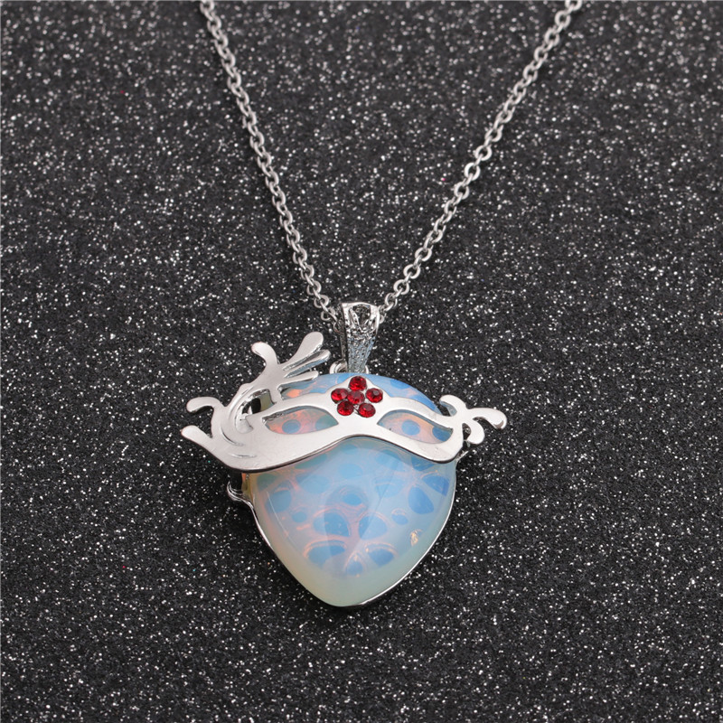 Fashion New Blue Geometric Ethnic Style Pendant Stainless Steel Chain Men And Women's Aquamarine Pendant Necklace display picture 4