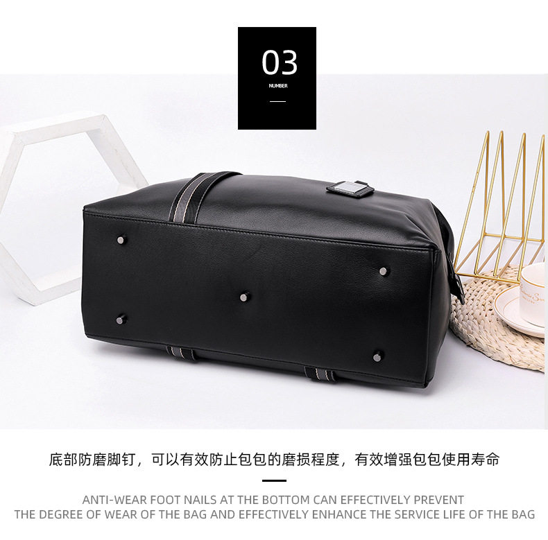 Túi du lịch xách tay nam da bò lớp đầu, túi tập gym kiêm túi hành lý đeo vai 40×16×25 cm — Màu đen chi tiết 8