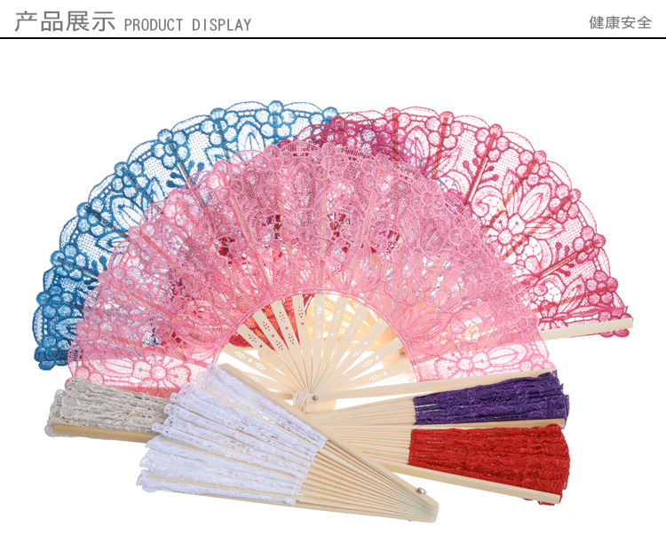 Creative new lace fans, white cotton fabric hollowed-out folding fans, performance fans, decorative fans, wedding supplies wholesale detail image 8