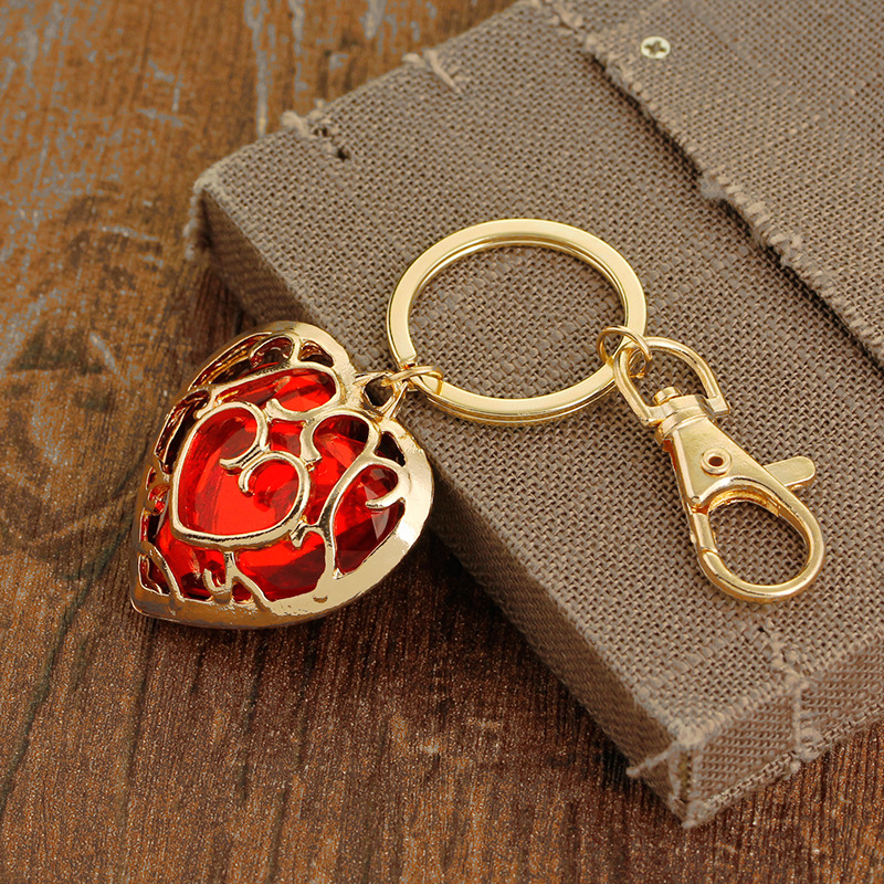 Fashion Hollow Heart Shaped Gemstone Alloy Keychain display picture 6