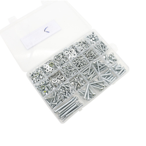 24-grid screw boxed half-round head cross screw nut nut bolt screw washer M3M4M5 combination set