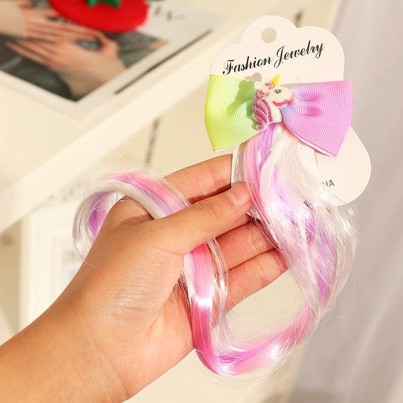 Children's Hair Accessories Color Gradient Wig Hair Piece Bow Tie Headdress display picture 18