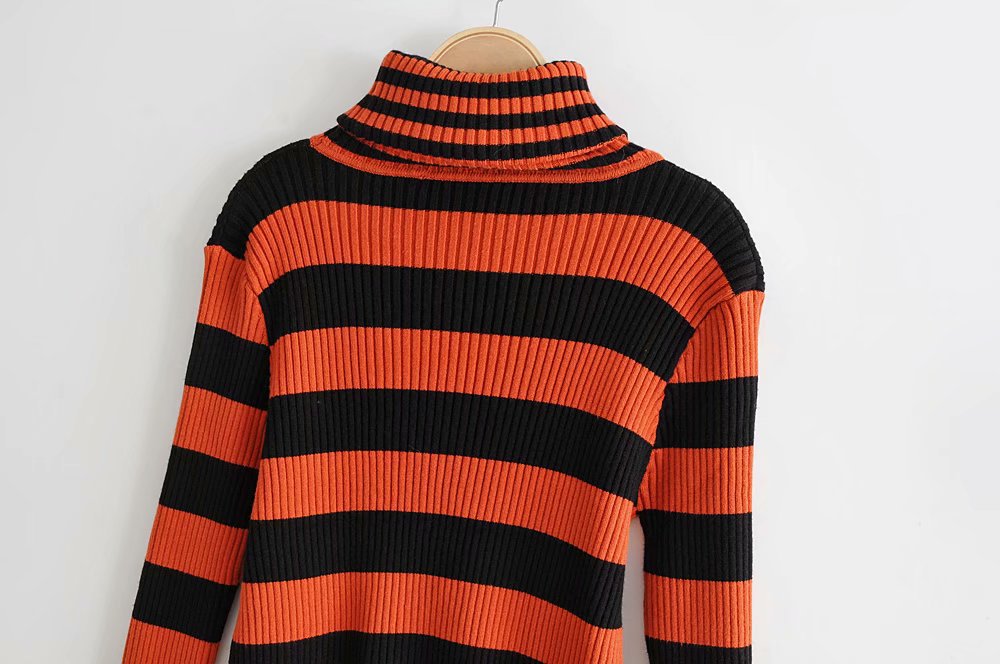 wholesale women s new autumn and winter high neck striped knitted base sweater NSAM6433