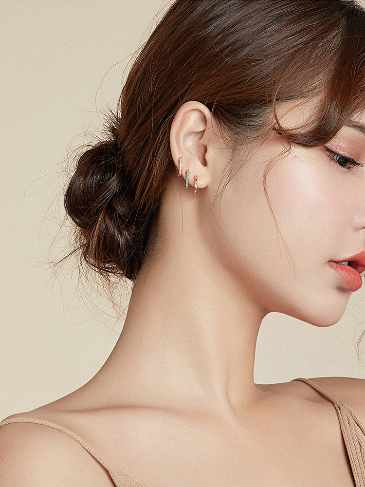6g Weight Zircon Inlay Material Hoop Earrings Classification 1 Pair Quantity Daily, Date Occasion 1 Pair 925 Sterling Silver Zircon Solid Color Hoop Earrings