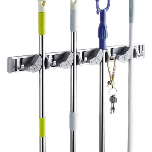 Multifunctional mop holder bathroom mop hook shower aluminum broom rack seat mop clip hanging accessory