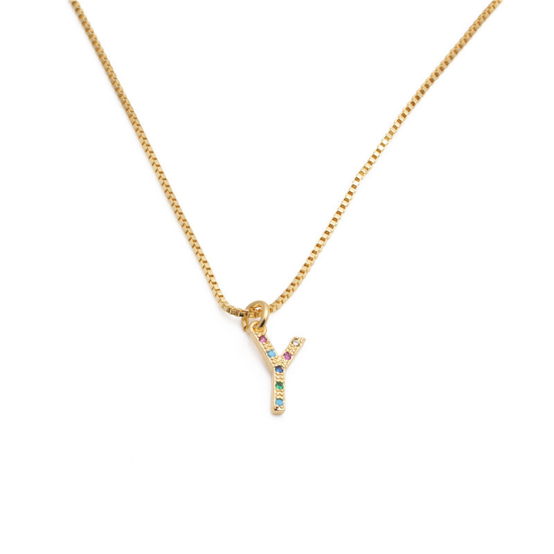 Neue Heiß Verkaufte Mikro Eingelegte Zirkonium Halskette Englische Buchstaben Halskette Necklace display picture 10