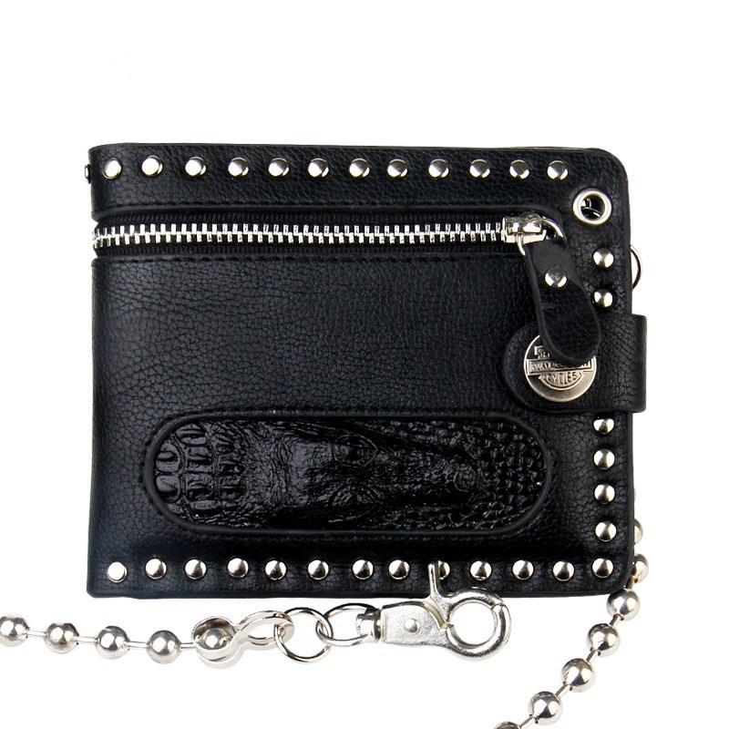 欧美朋克钱包 时尚个性铆钉PU皮革钱包 男士礼品钱包批发一件代发