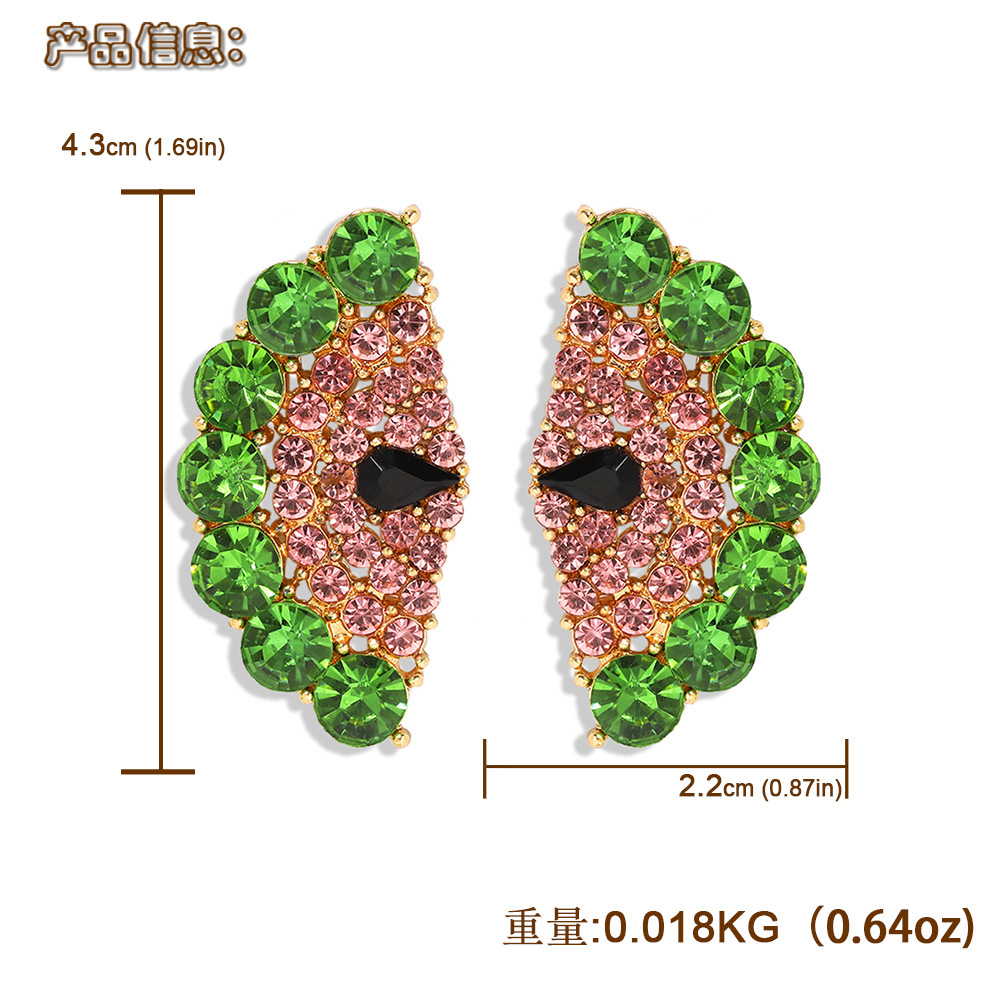 Japon Et Corée Du Sud Internet Chaude Hippie Fraîche Doux Fruits Oreille Goujons Croix-frontière Vente Chaude Nouveau À La Mode De Mode Pastèque Diamant Oreille Anneaux display picture 1