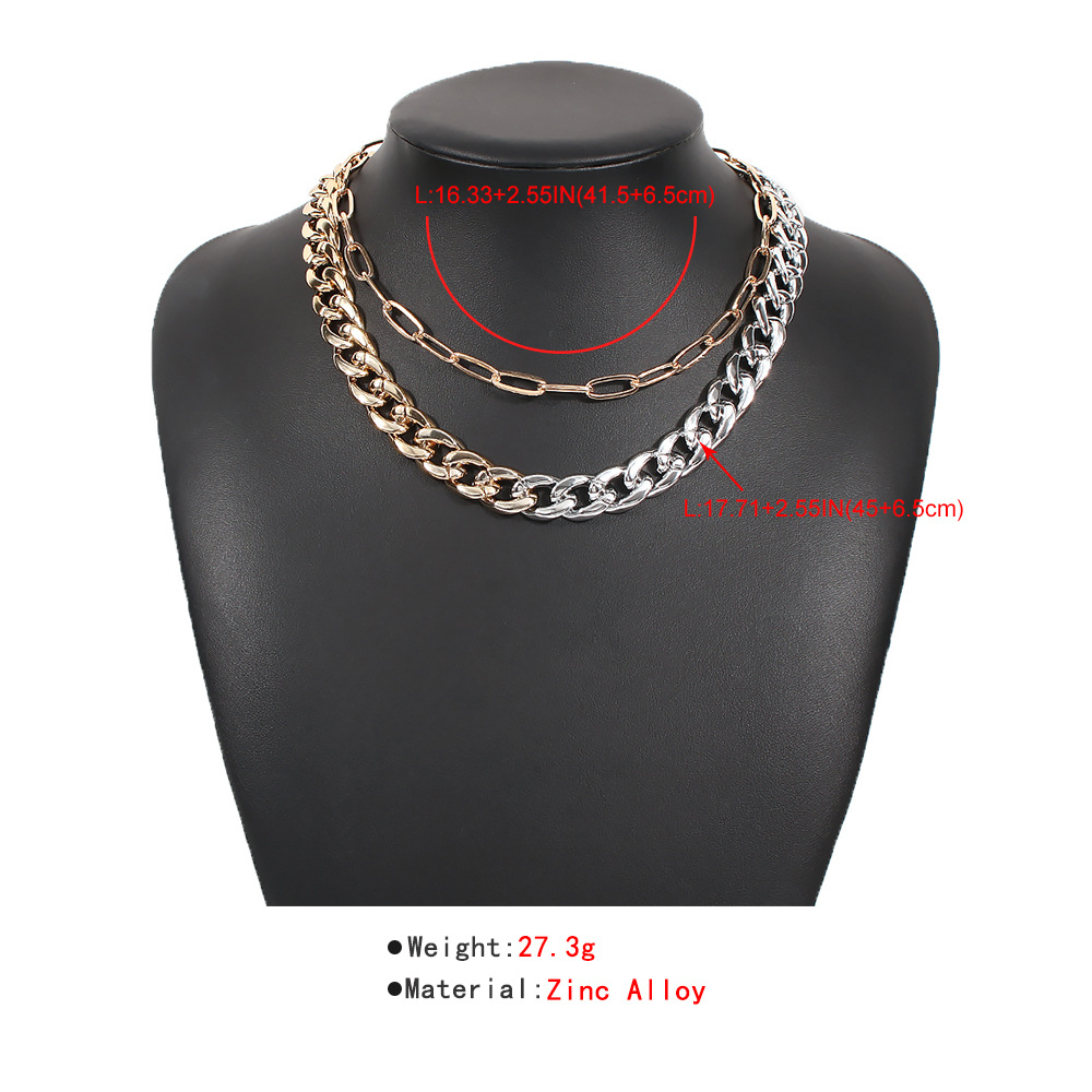 Punk Simple Double-layer Metal Hip Hop Necklace display picture 9