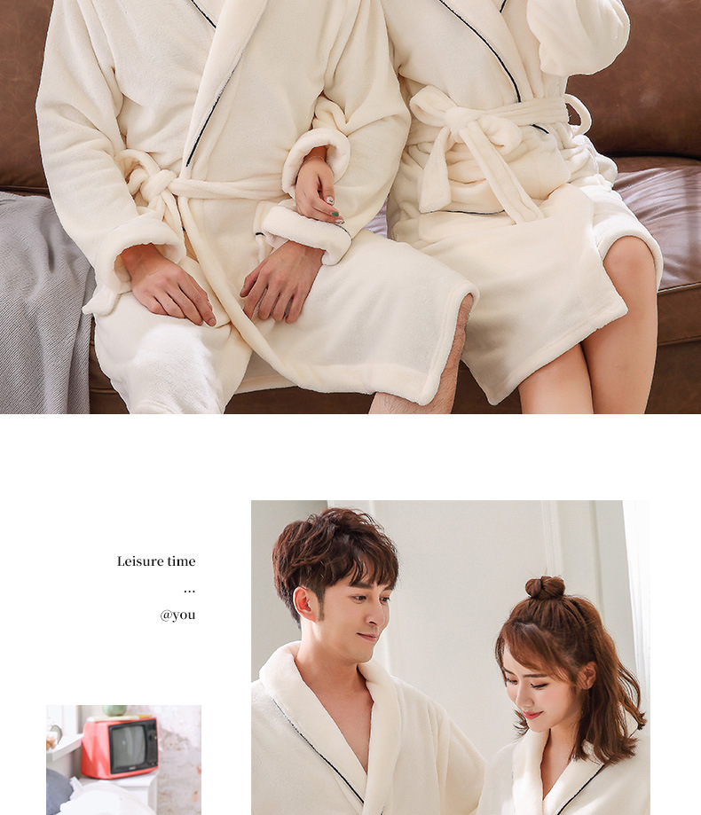 GraceChic GraceChic Autumn And Winter Thickened Flannel Couple's Coral Fleece Pajamas Bathrobe_voghion.com