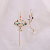 Ethnic asymmetrical earrings with tassels, silver 925 sample, ethnic style