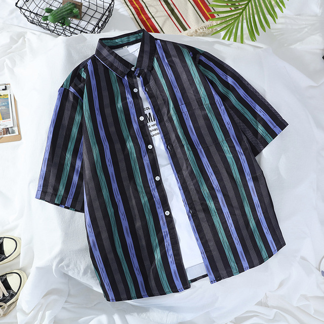 Summer men’s striped new beach shirt