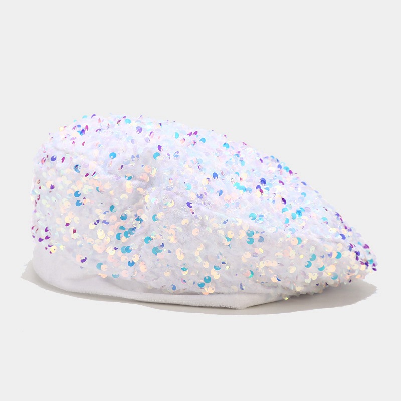 Women's Retro Lady Colorful Sequins Eaveless Beret Hat display picture 4