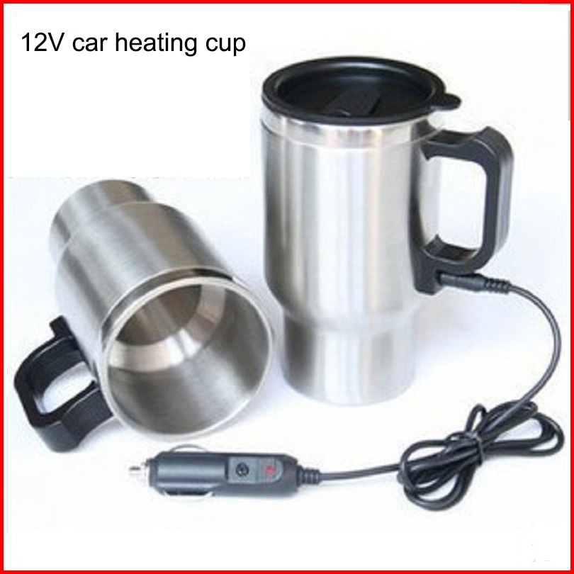 Taza calefactable de acero inoxidable para coche, 12V, doble capa, 450ML, termo para vehículo