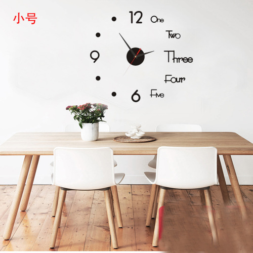 DIY 3D Stereo Wall Clock Creative Mirror Wall Sticker Clock Silent Living Room Decor Wall Clock Simple Style Wall Sticker Clock
