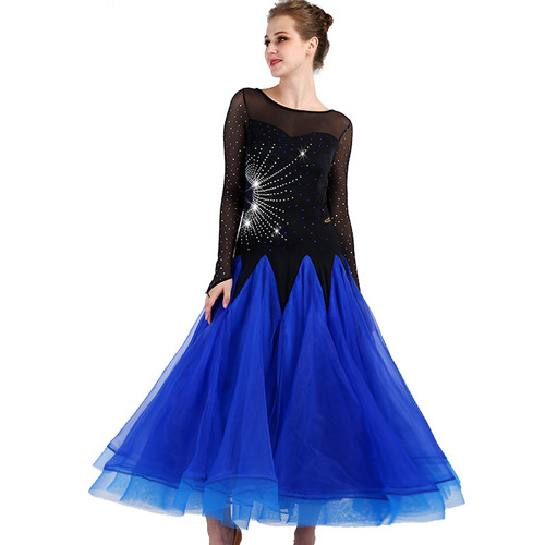 Royal blue black Ballroom  Dance Dresses for Women Girls  high-end waltz tango posed dress skirt dancing ballroom dancing