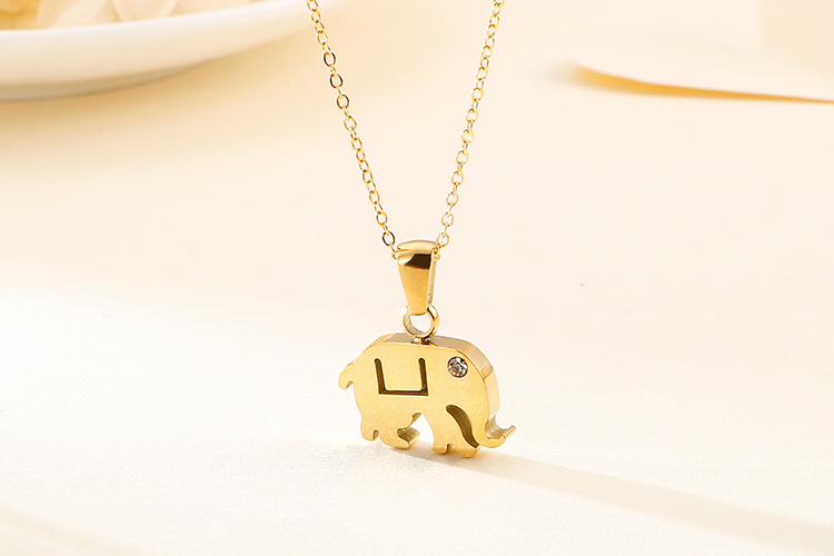 fashion stainless steel auspicious elephant creative clavicle necklace earrings jewelry set wholesal