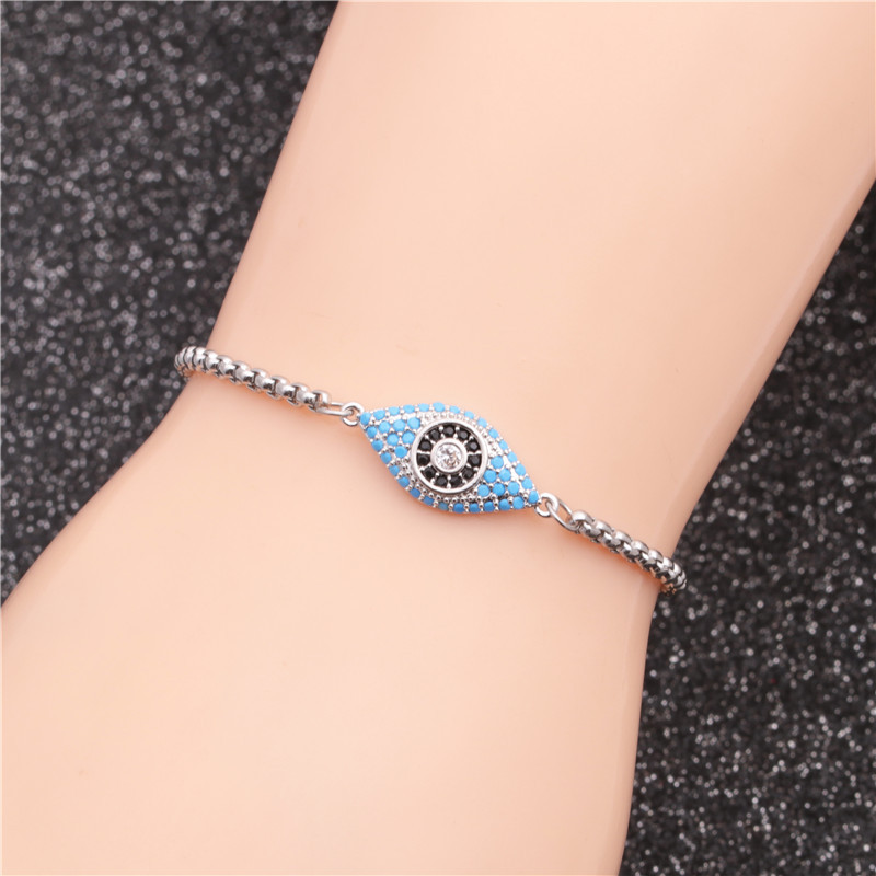 Europäischer Und Amerikanischer Schmuck Grenz Überschreitende  Edelstahl Kette Devil Eye Damen Verstellbares Armband Bracelet display picture 2