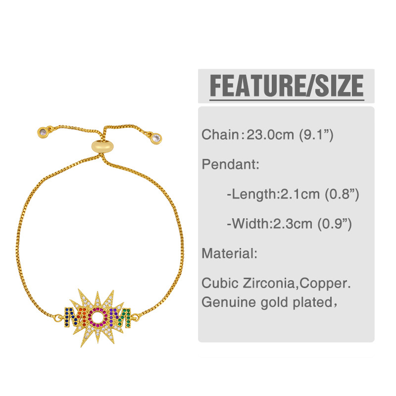 Multicolor Jewelry Fashion Alphabet Mom Bracelet Diamond Adjustable Adjustable Pull Bracelet Wholesale display picture 1