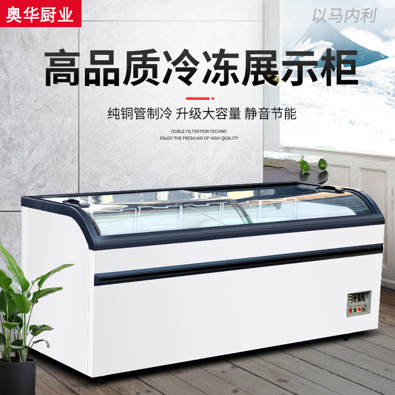 商用卧式大容量冷柜超市展示柜组合柜海鲜水饺冷冻柜