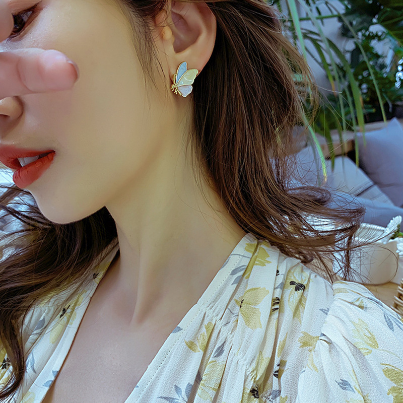 Fashion Color Schmetterling Tropföl Lackiert 925 Silber Nadel Koreanische Legierung Ohrringe display picture 6