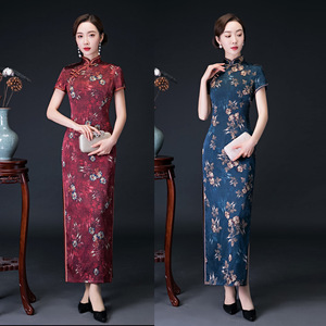 Chinese Dress cheongsam for womenA dress, female long double layer Gary cheongsam dress