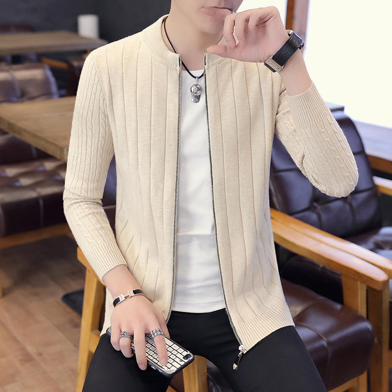 2020秋款新款潮男时尚休闲韩版修身青年学生开衫毛衣外套we8507