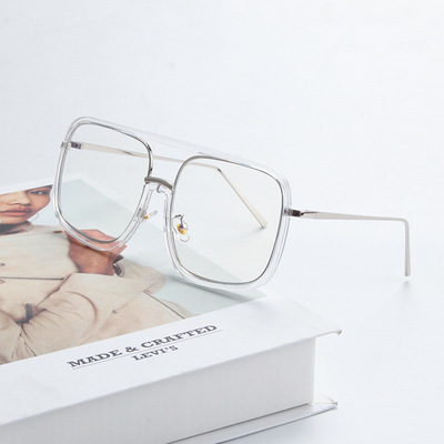 李宇春华晨宇Baby同款网红平光镜金属大框方形眼镜平光镜|ms