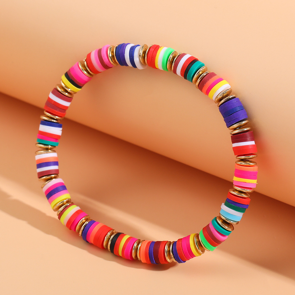 Fashion Bohemian Beach Mixed Color Soft Ceramic Disc Bracelet For Women display picture 2