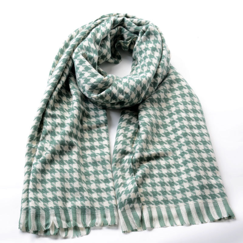 New Autumn And Winter New Houndstooth Plaid Artificial Cashmere Scarf Women's Thickened Warm Air Conditioning Neck Shawl Wholesale display picture 4