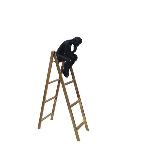 Sample room decoration thinker staircase creative soft decoration office study bookshelf ironwork craftwork ornament
