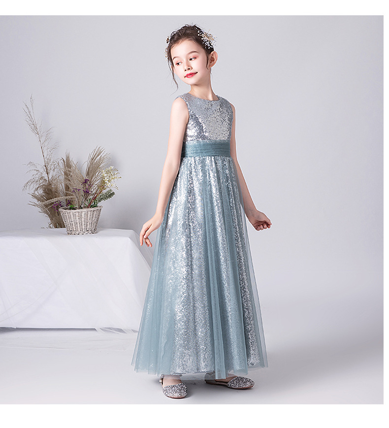 Prinzessin Kleid Für Mädchen In Silbergrau Für Auftritte_voghion.com
