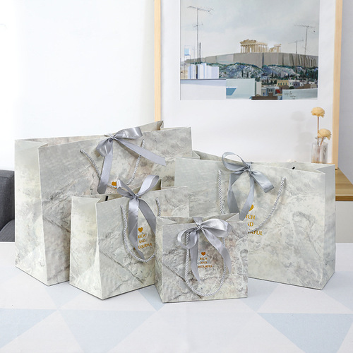 Ins style gift bag marble pattern packaging bag fashion gift bag wedding candy bag clothing store paper bag