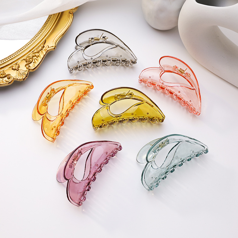 Tempérament Coréen Couleur Transparente Clip Grand Clip Texture Translucide Gros Cheveux Attraper Lavage Visage Bain Cheveux Clip Grand Clip Queue De Cheval Gros Nihaojewelry display picture 2