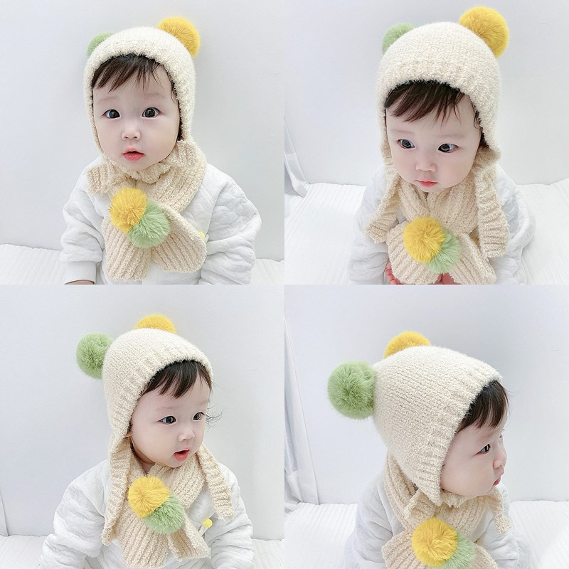 Winter Baby Knitted Ball Wool Hat Children's Ear Cap display picture 16