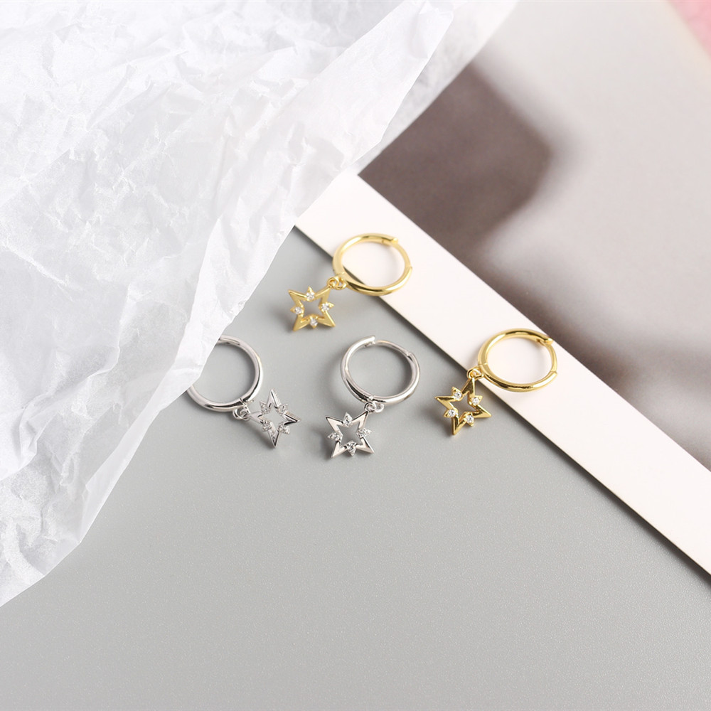 Star Fashion 925 Sterling Silver Gem Plating Earrings display picture 3