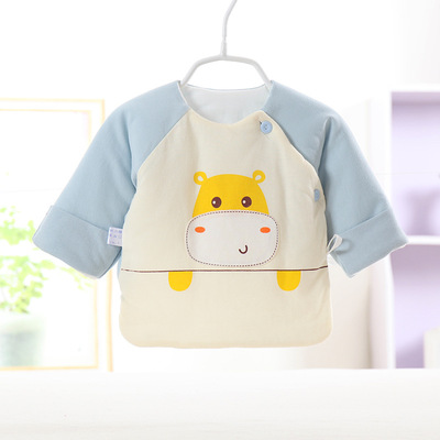 厂家婴儿棉衣新生儿半背衣保暖上衣秋冬加厚款挖背和尚服一件代发|ru