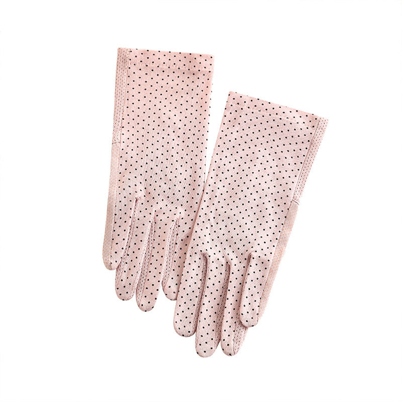 夏季薄防晒手套女点点印花触屏短款分指指套开车骑行防护手套现货