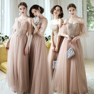 Bridesmaid dress long fairy girl Bridesmaid group sisters dress party dress